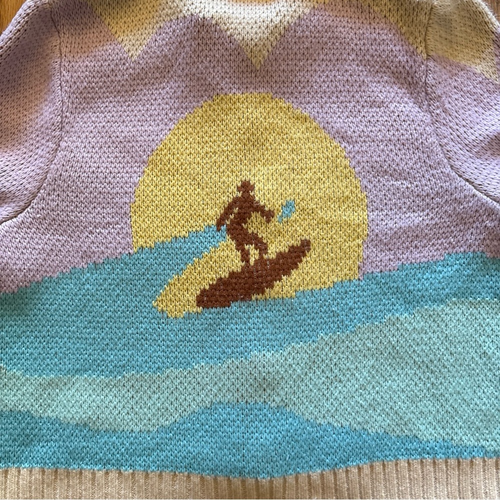 House Of Sunny Surfer Graphic Print Stretch Knit Cardigan Size 4 - Picture 12 of 16